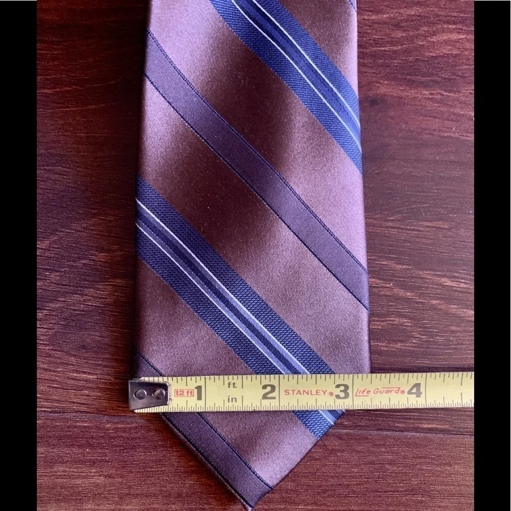 CALVIN KLEIN Brown Silk Stripes Necktie